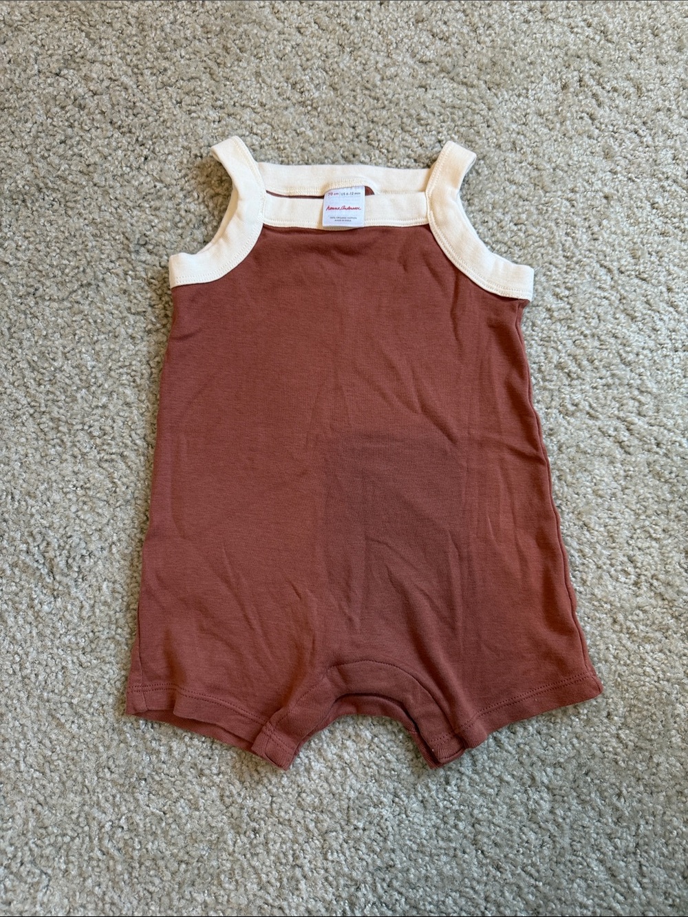 Hanna Andersson Rusty Red One-Piece Bodysuit with Cream Trim